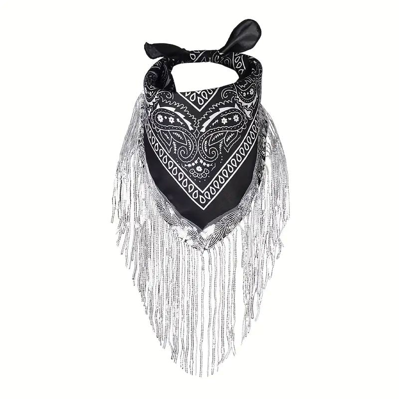 Quasten Cowboy Tuch in Schwarz
