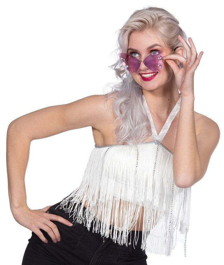 Weißes Bandeau-Top Festival Glam