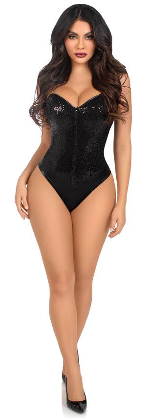 Glamouröser Glitzer-Body Schwarz