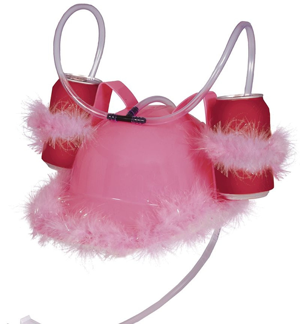 Rosa Getränkehelm mit Marabu Federn