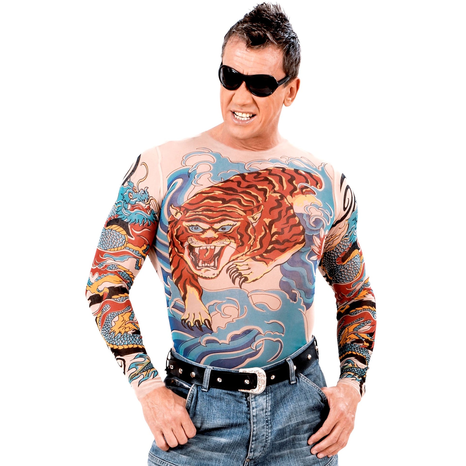Tiger Drachen Tattoo Shirt Für Männer