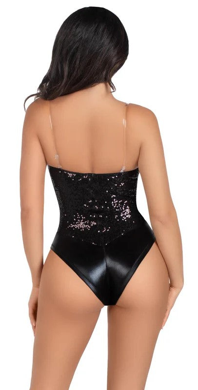 Glamouröser Glitzer-Body Schwarz