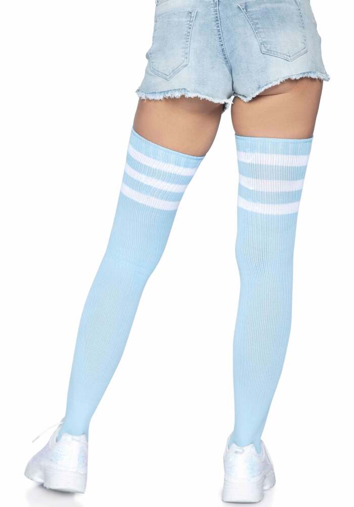 College Overknee-Strümpfe Blau-Weiß