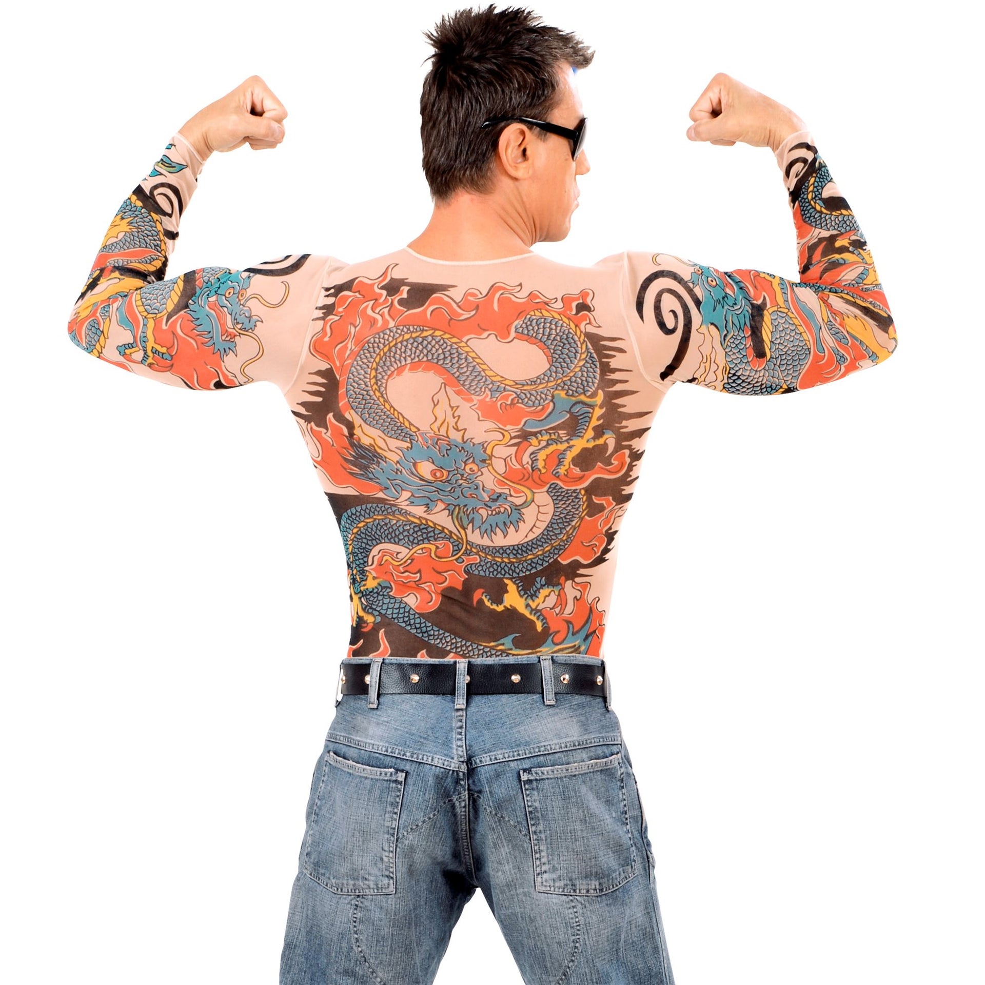 Tiger Drachen Tattoo Shirt Für Männer