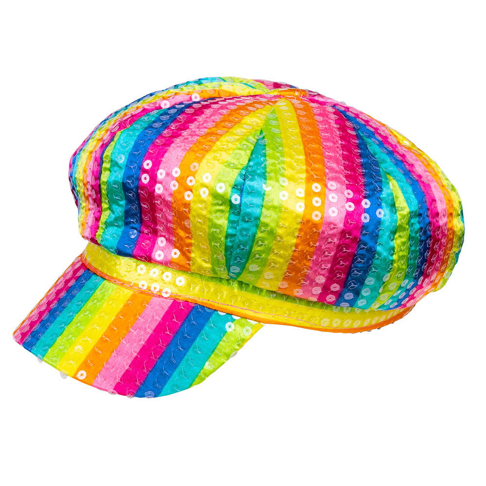 Regenbogen Pailletten Mütze