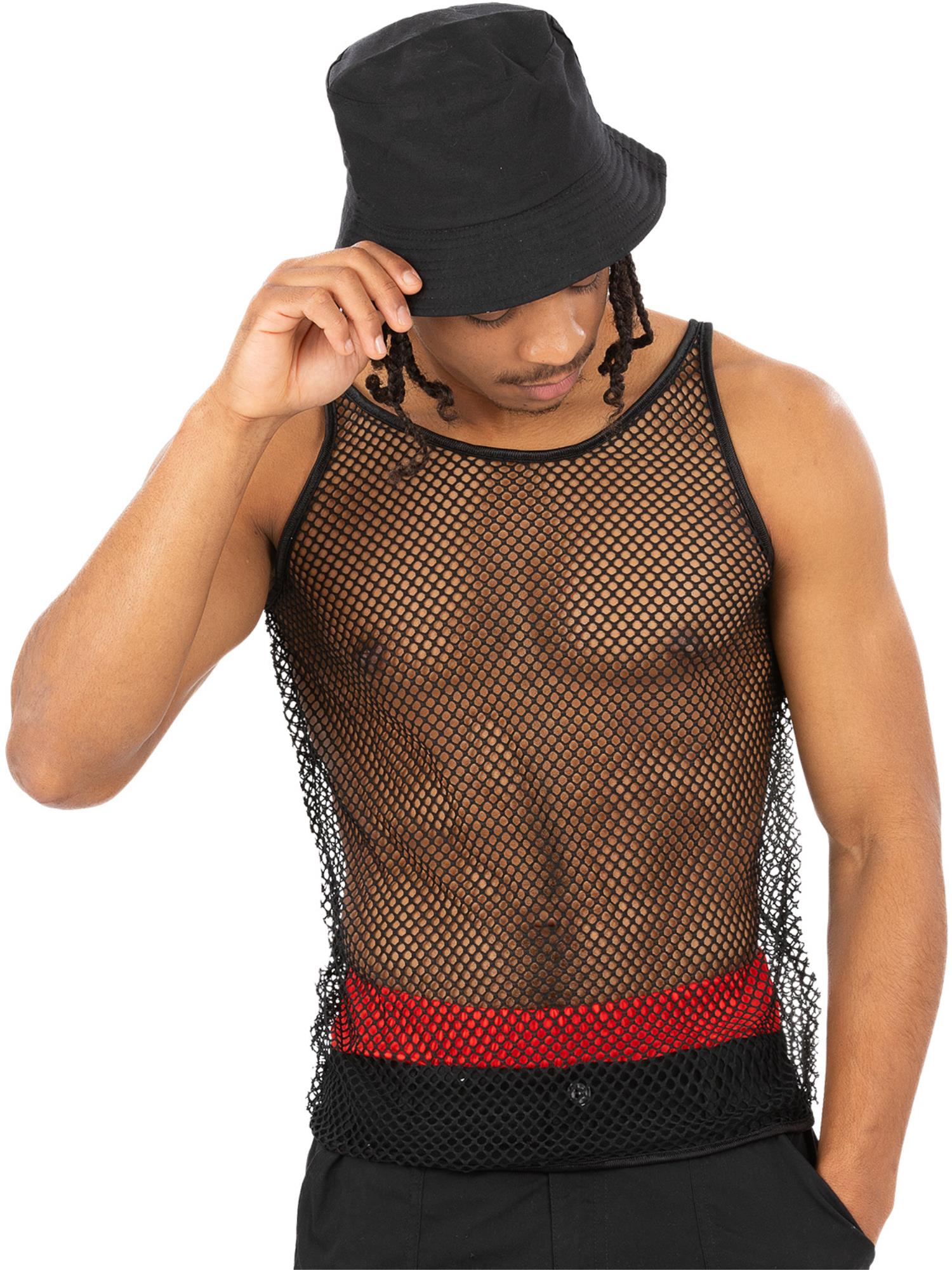 Schwarzes Herren Netz Tanktop