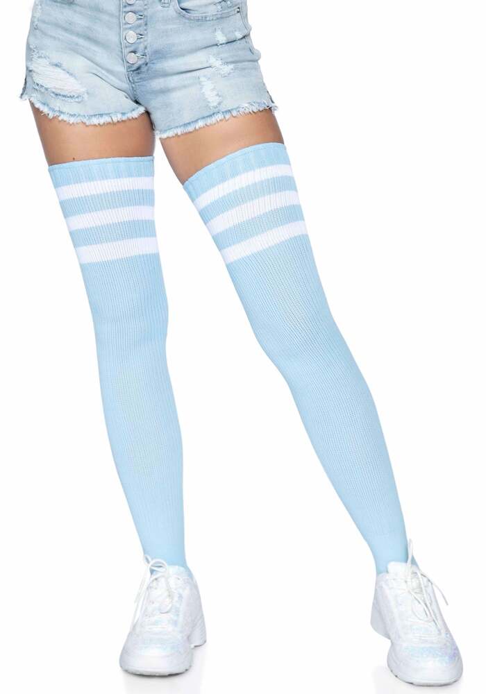 College Overknee-Strümpfe Blau-Weiß
