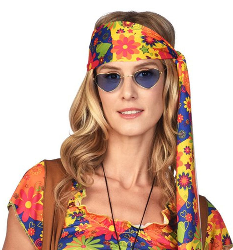 Herz Hippie Brille blau