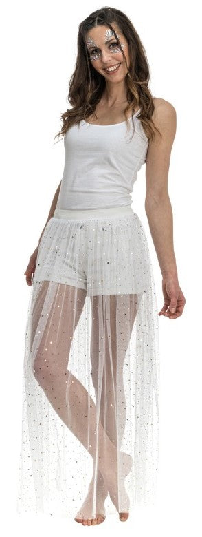Transparent-weißer One Size-Rock mit Glitzer