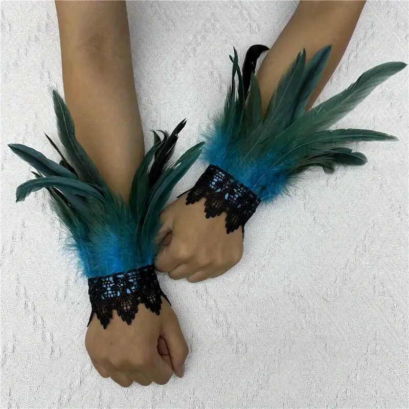 Feder Ärmel Handschuhe blauer See