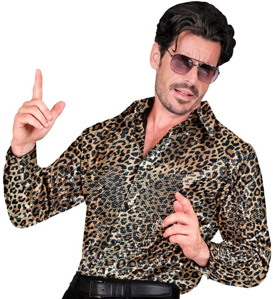 Pailletten Hemd Leopard für Herren