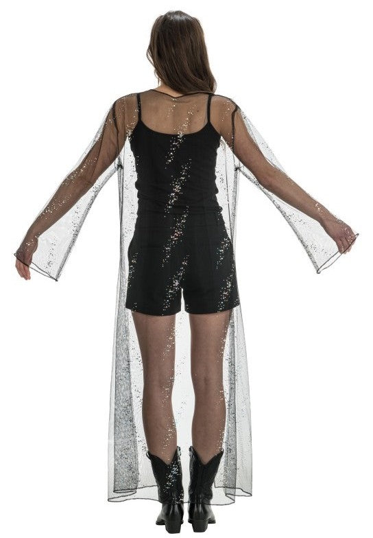 Transparent schwarzer Cape One Size