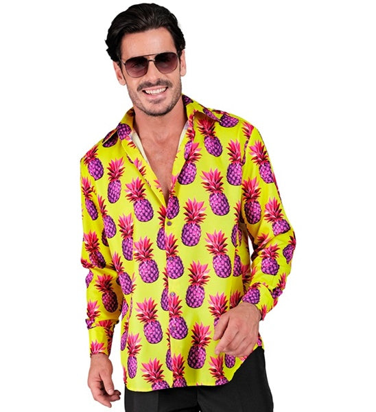 Neon Ananas Fashion Hemd für Herren