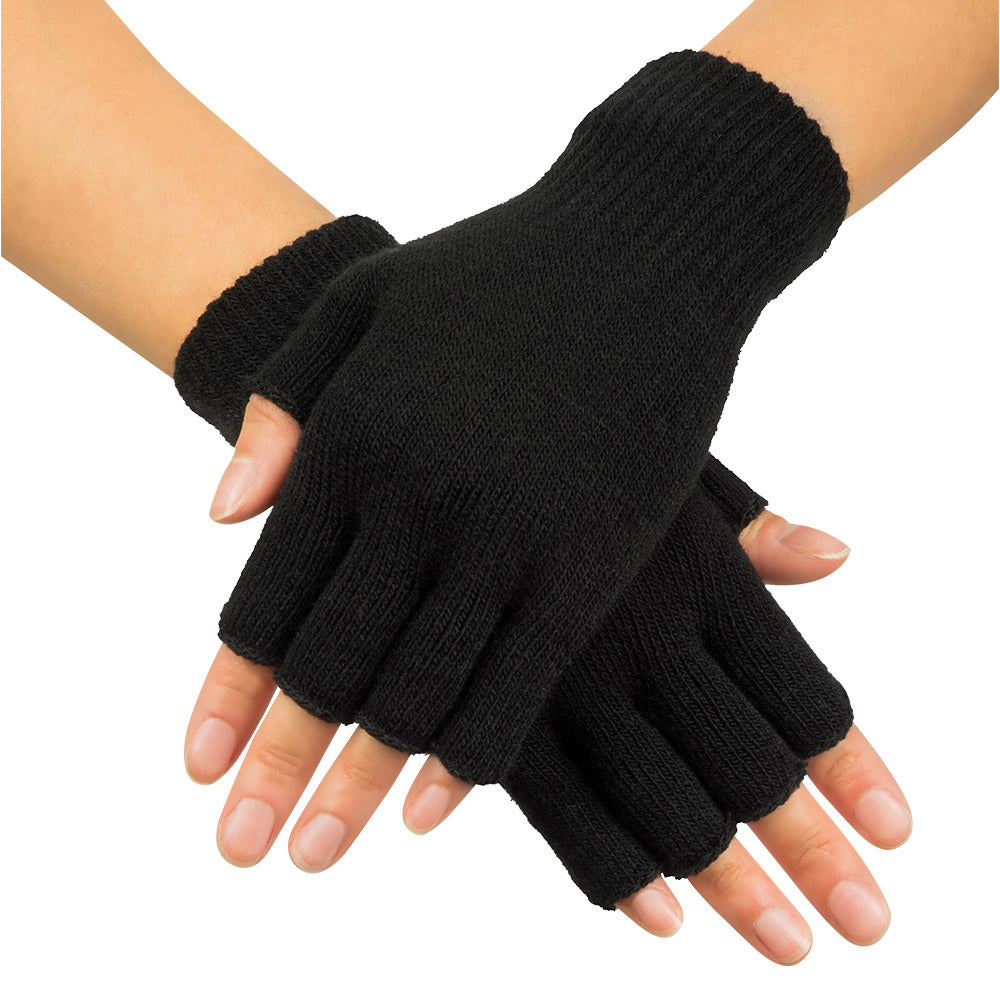 Schwarze fingerlose Handschuhe