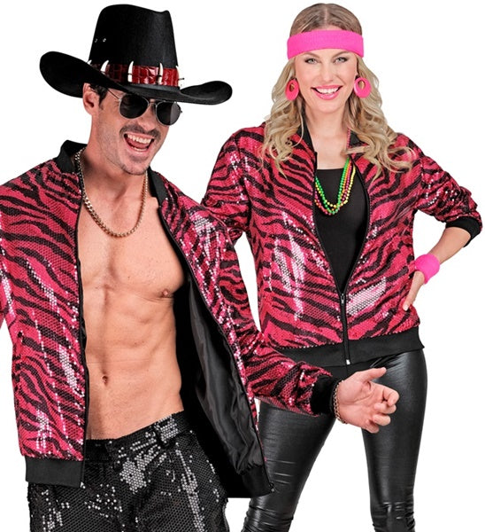 Pink Zebra Pailletten Bomberjacke unisex