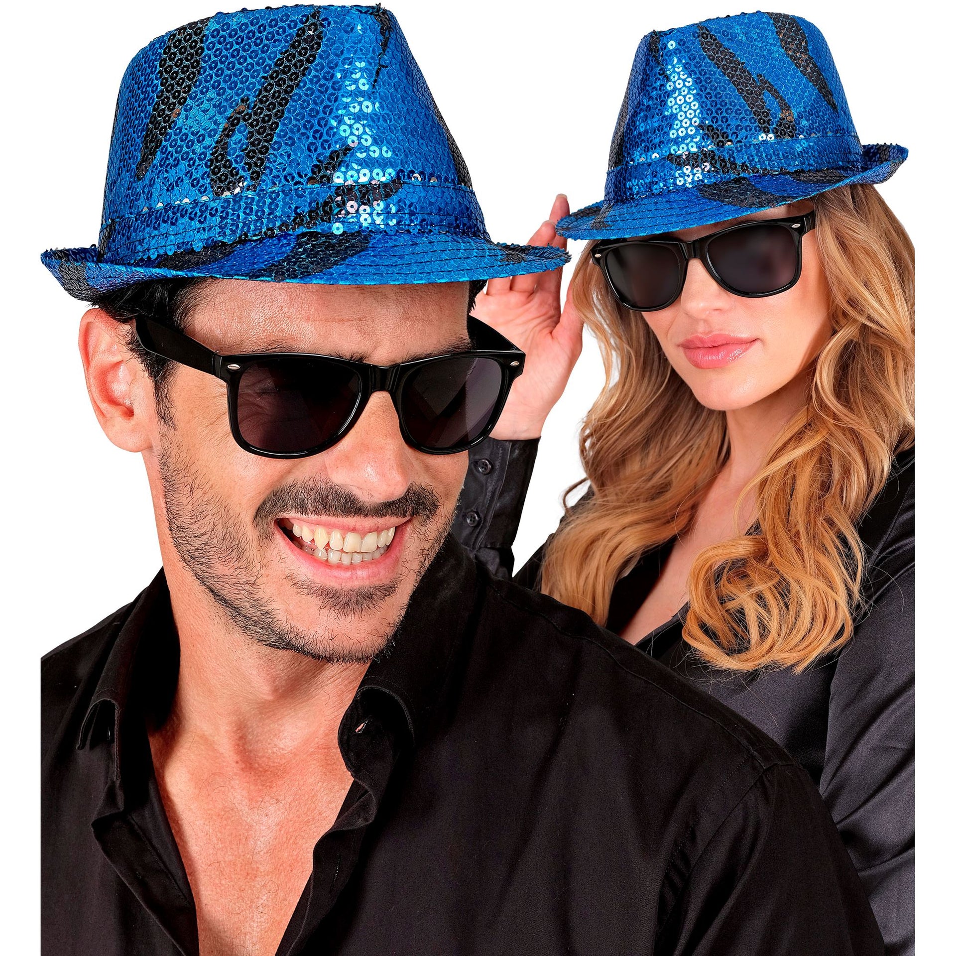 Paillettenhut Wave Blau