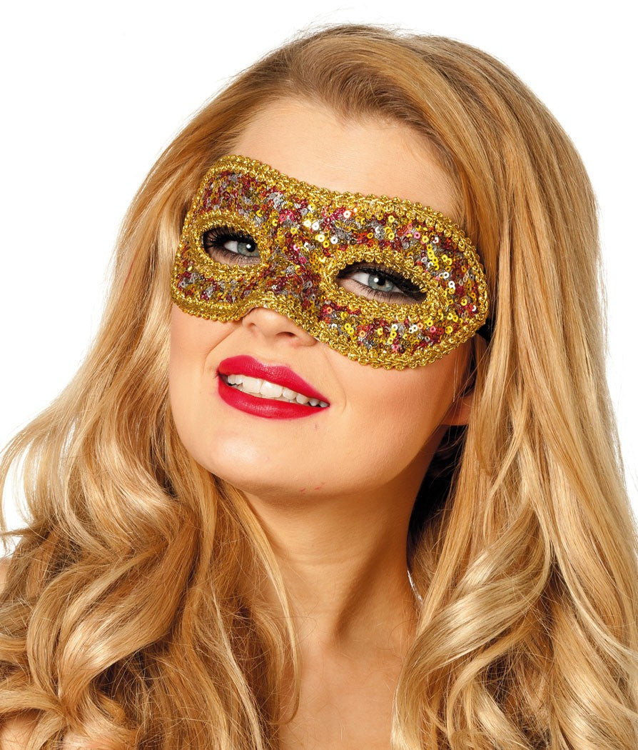 Augenmaske Pailletten Gold
