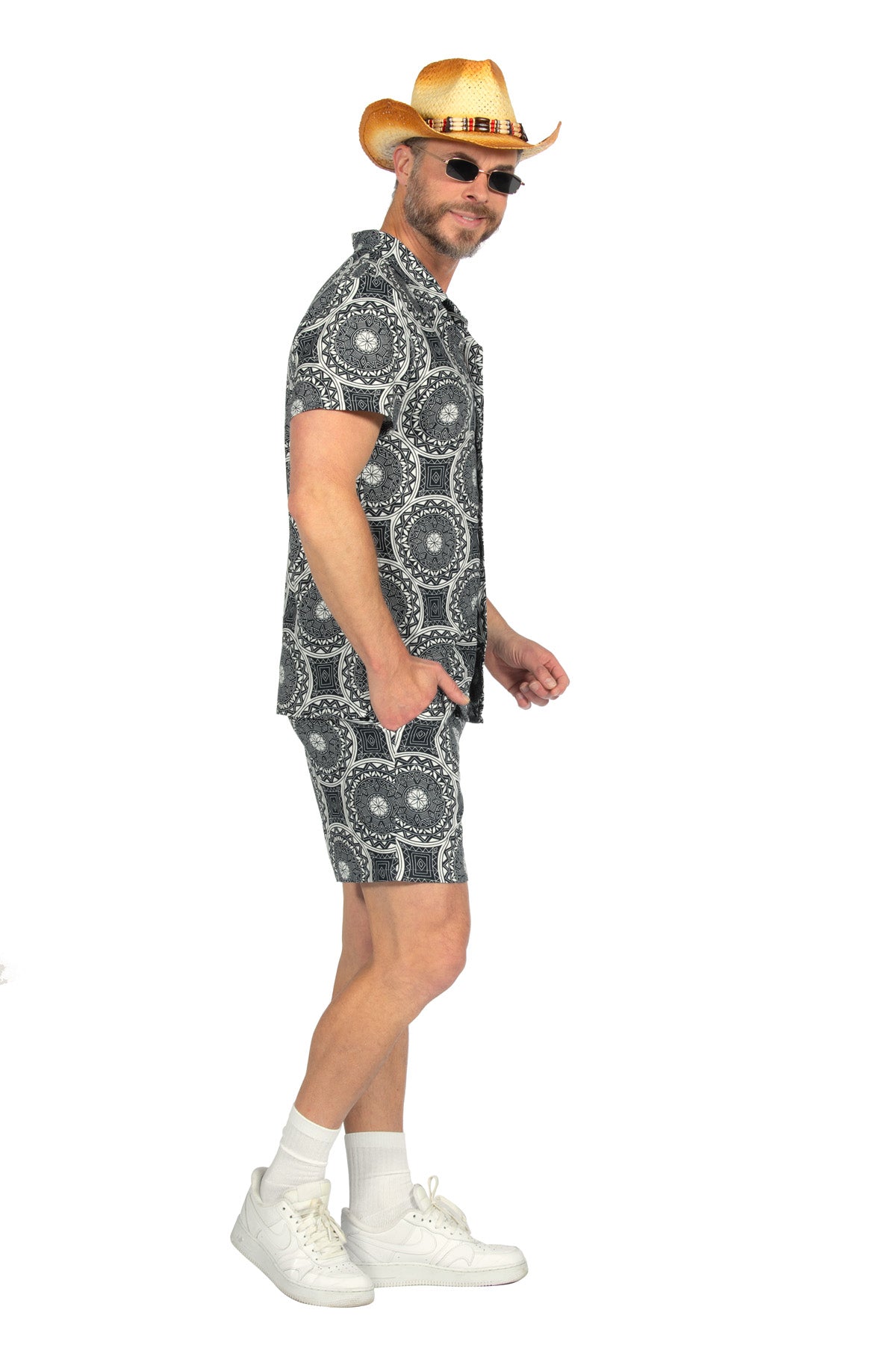 Festival Duo Set Shirt & Shorts für Herren Dunkelblau