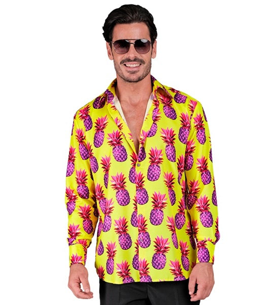 Neon Ananas Fashion Hemd für Herren
