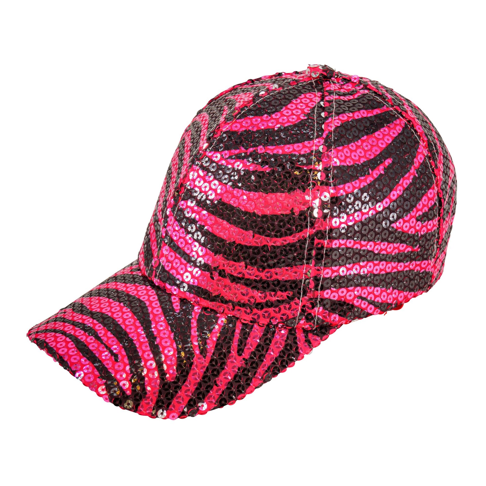Pailletten-Basecap Zebramuster Pink