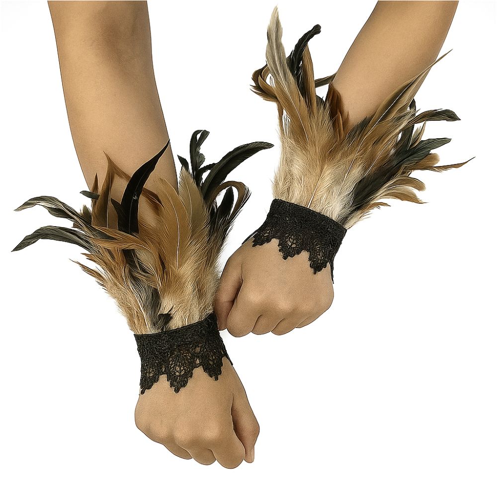 Feder Ärmel Handschuhe natürliche Farbe