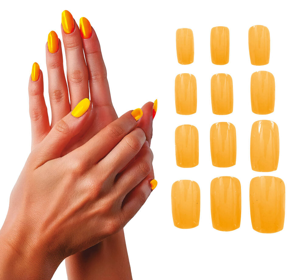 12 selbstklebende Fingernägel in Neon-Orange