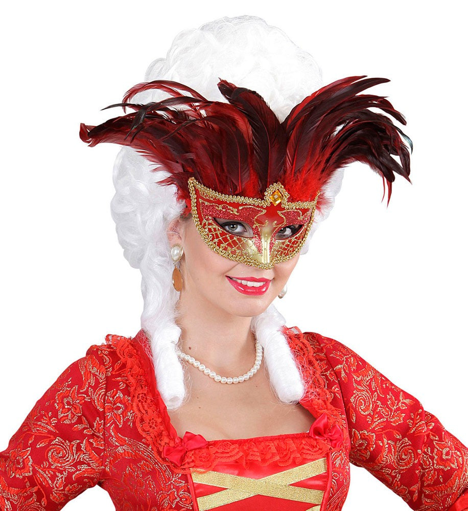Elegante Diavola Augenmaske Mit Federn