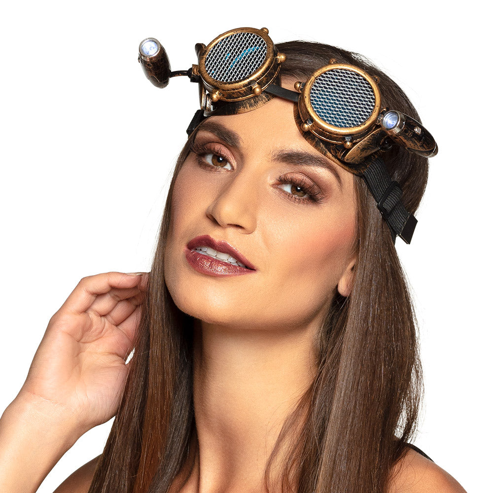 Steampunk Brille mit Lampen