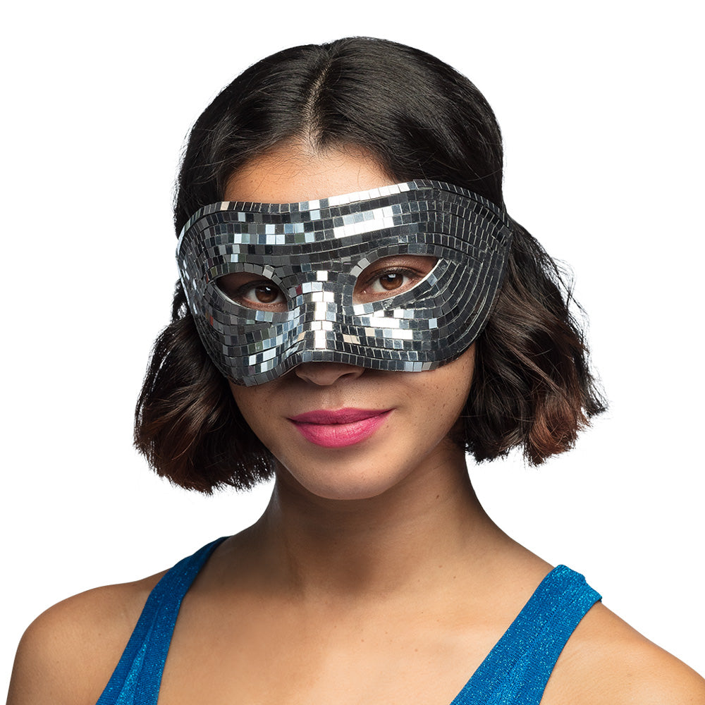 Silberne Disco Augenmaske