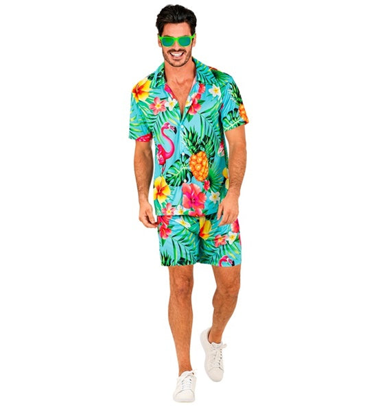 Flamingo Sommer Fashion Set für Herren Hemd/Shorts