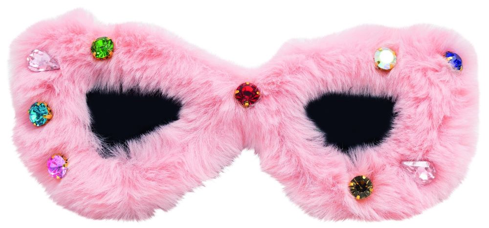 Flauschige rosa Brille mit Strasssteinen
