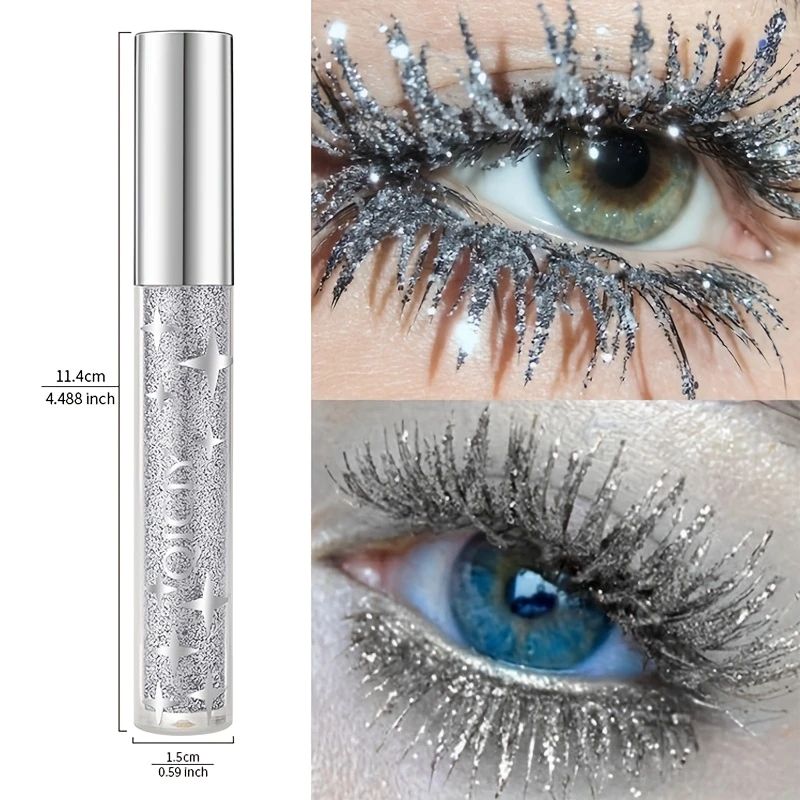 Glitzerndes Pailetten-Mascara silberner Blitz
