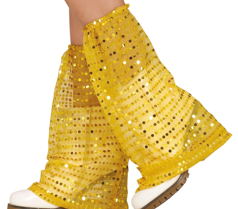 60er Jahre Disco Pailletten Stulpen für Damen gold
