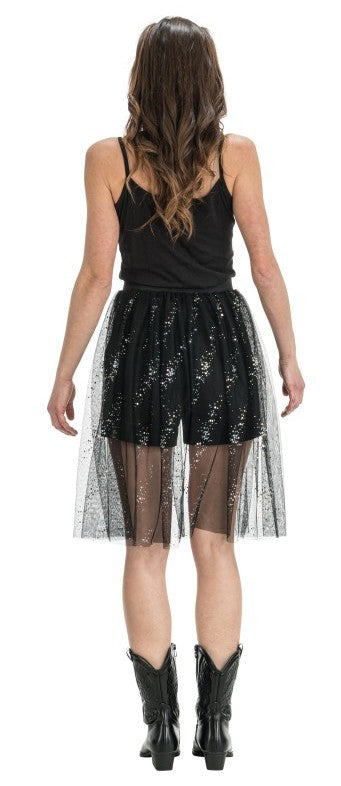Transparenter schwarzer Rock mit Glitzer