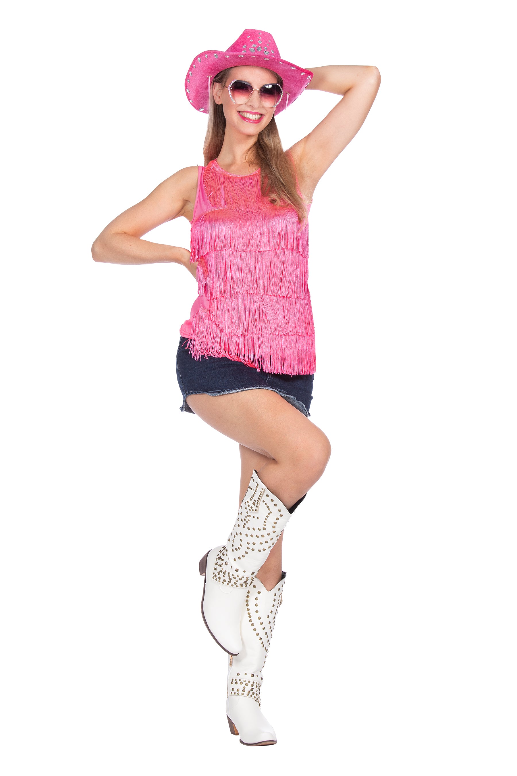 Neon Fransen Top in pink