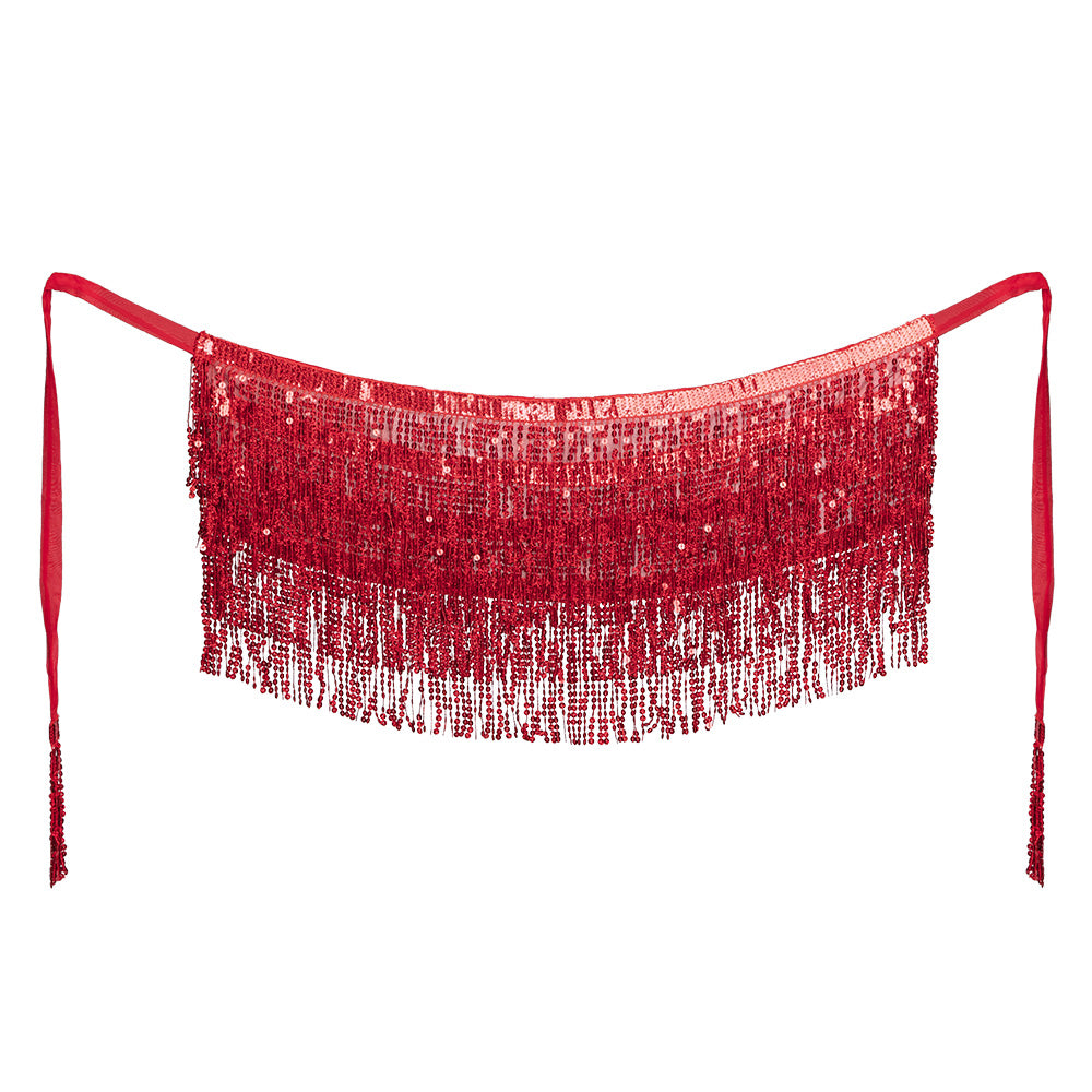 Roter Hüftschal mit Pailletten