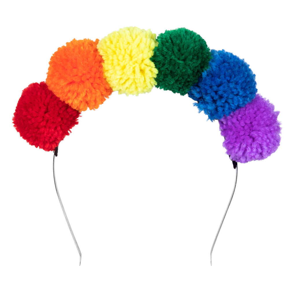 Diadem Pompon Regenbogen