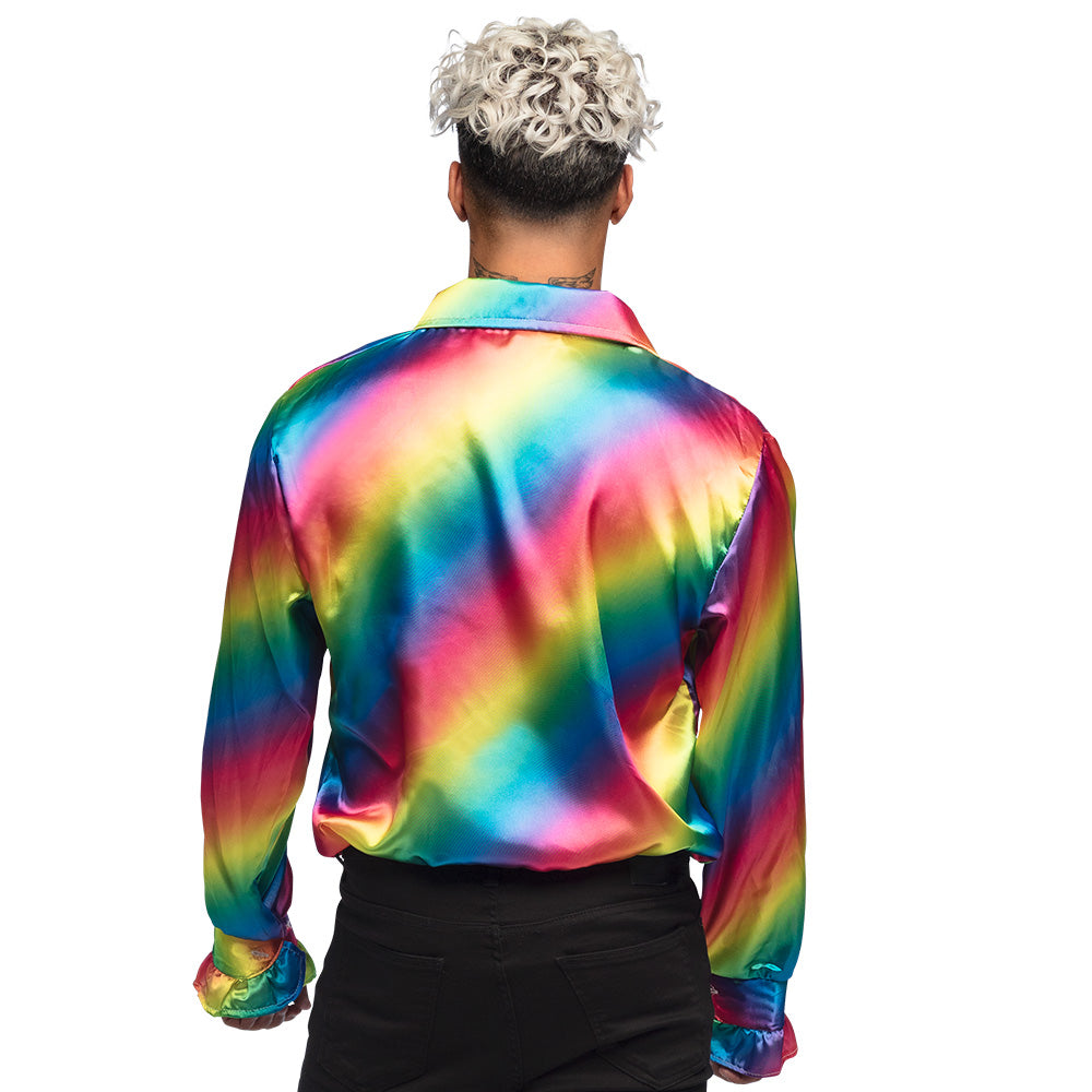 Rüschen Party Hemd Rainbow für Herren