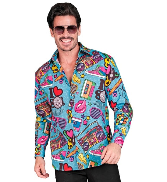 80er Jahre Crazy Party Hemd für Herren
