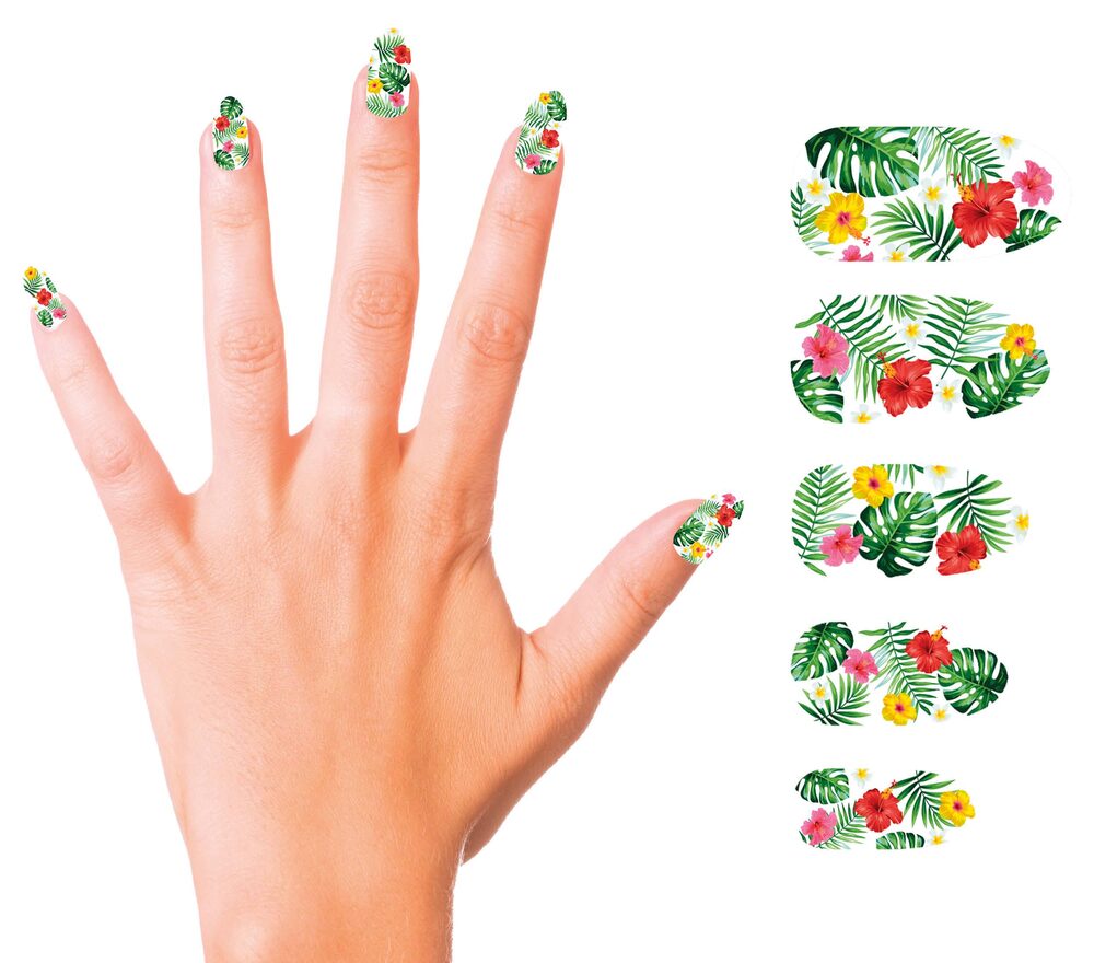 12 selbstklebende 'Tropical Heat' Fingernägel