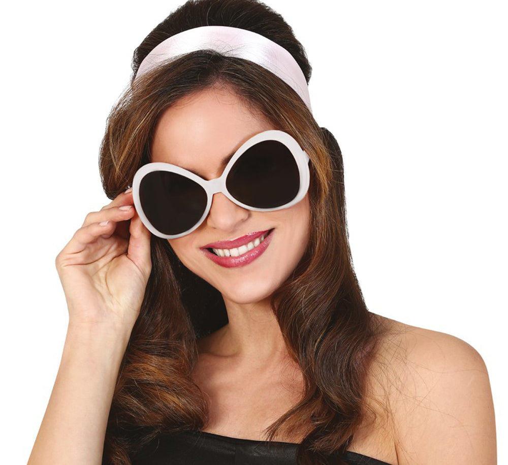 70er Jahre Mega Sonnenbrille weiß