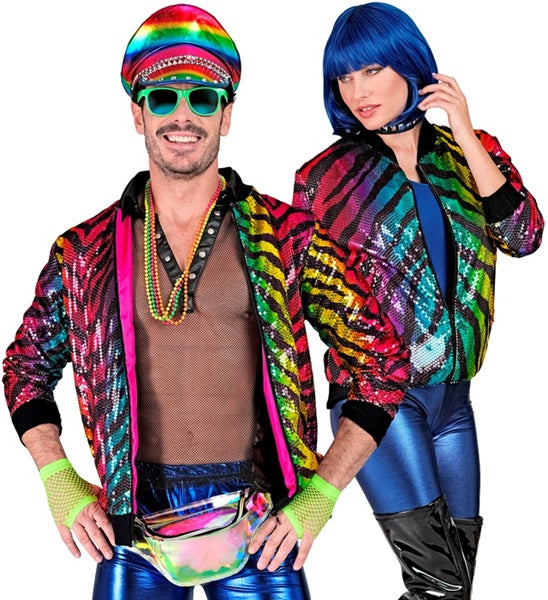 Rainbow Tiger Party Pailletten Bomberjacke unisex