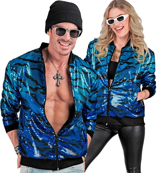 Blue Waves Pailletten Bomberjacke unisex