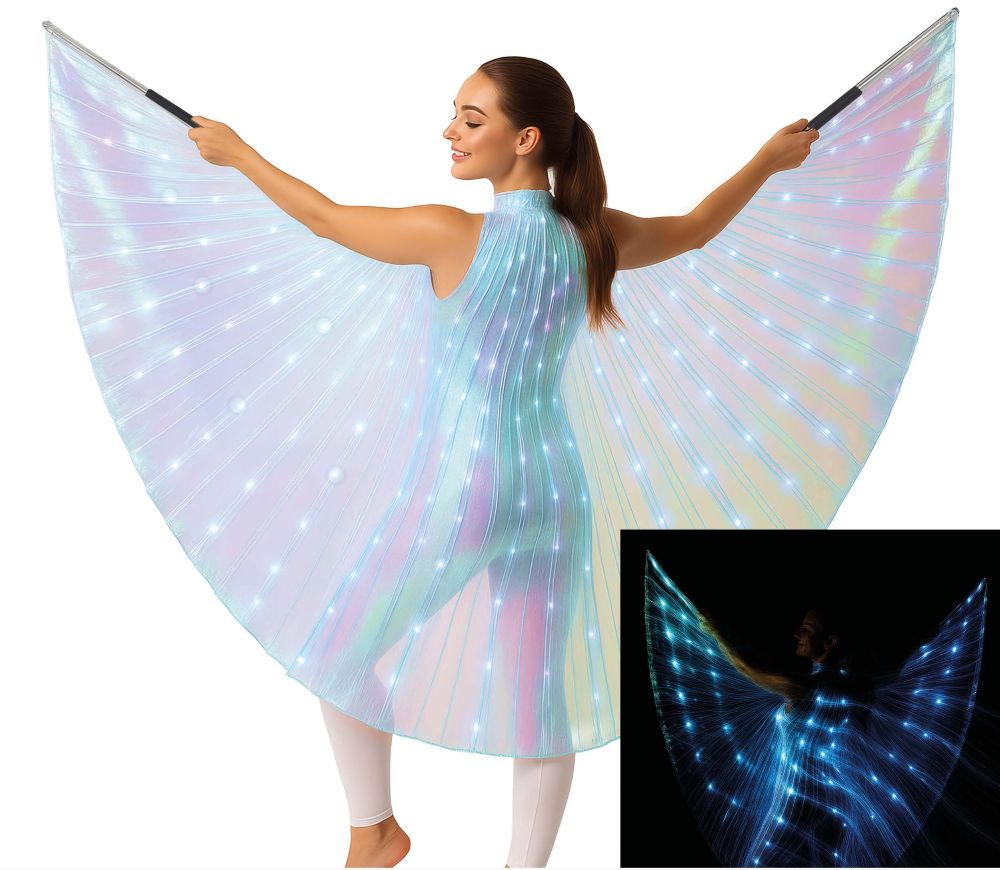 Beleuchtete Riesen Flügel mit Stäben 140cm