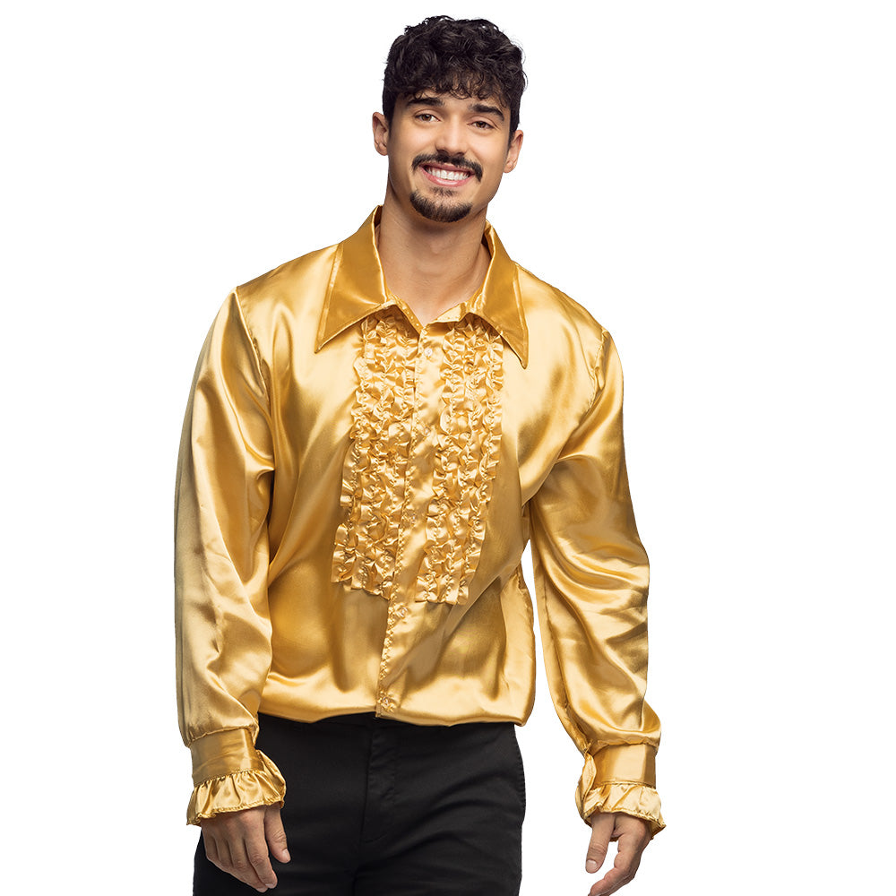 Shiny Rüschenhemd Gold