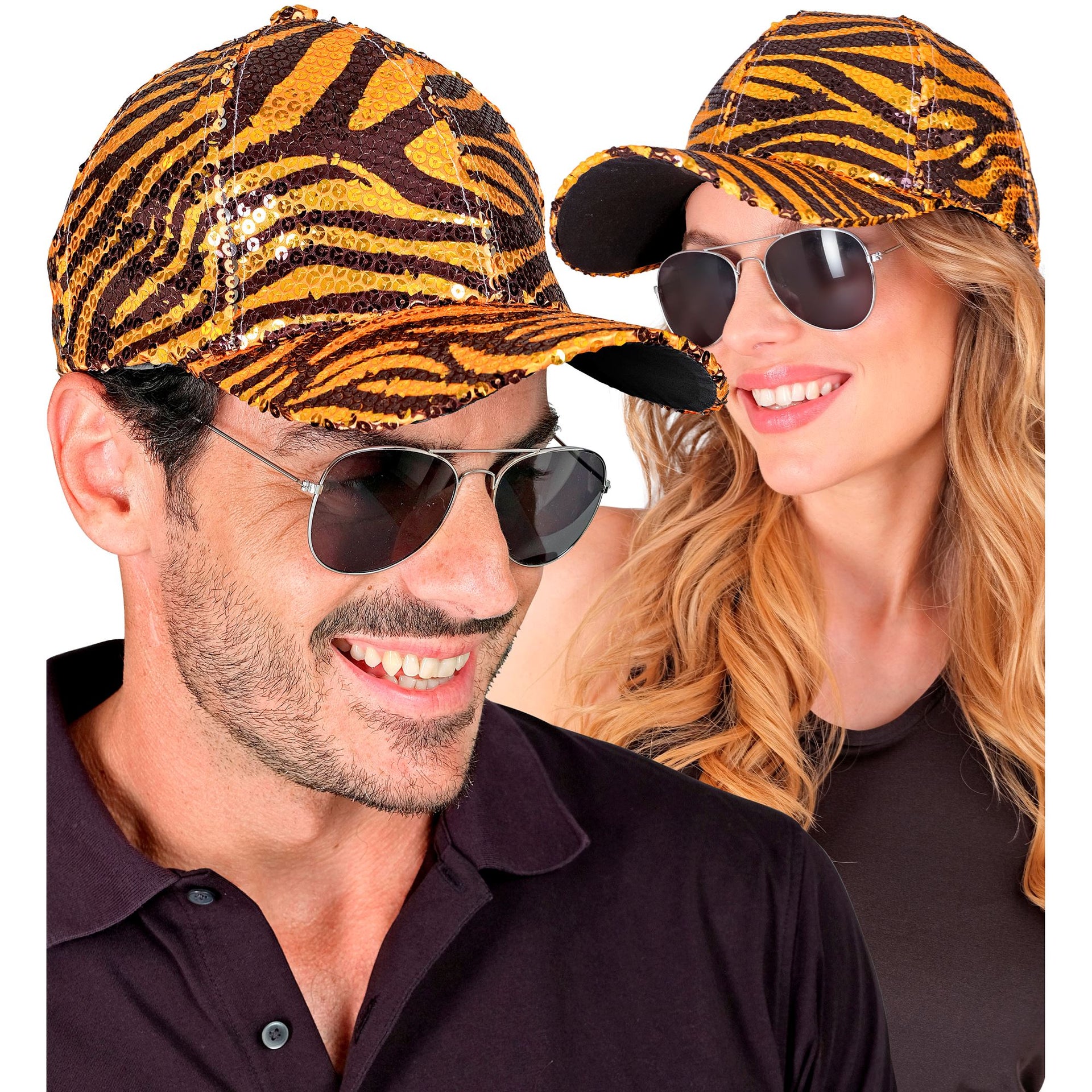 Pailletten-Basecap Tigermuster