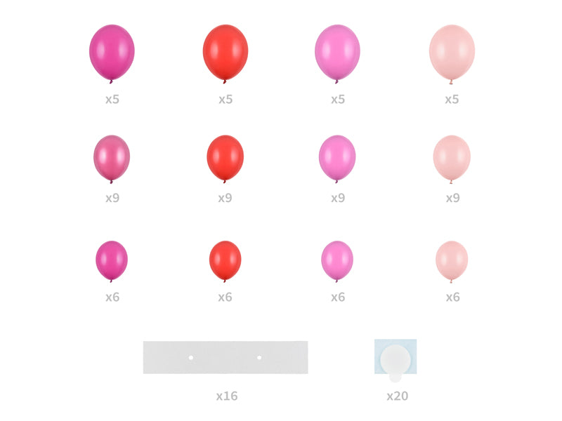 Ballongirlande mit Herzrahmen, Rosa, 160cm