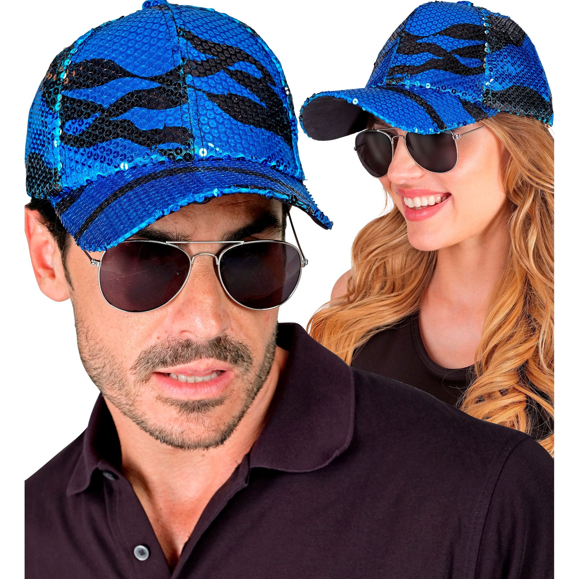 Pailletten-Basecap Blue Waves