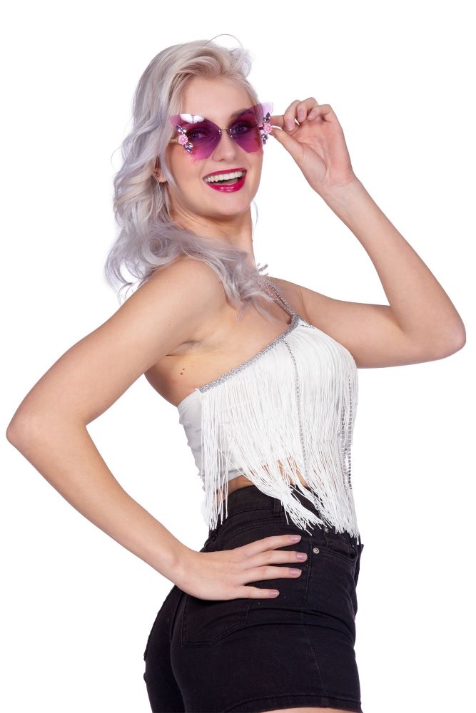 Weißes Bandeau-Top Festival Glam