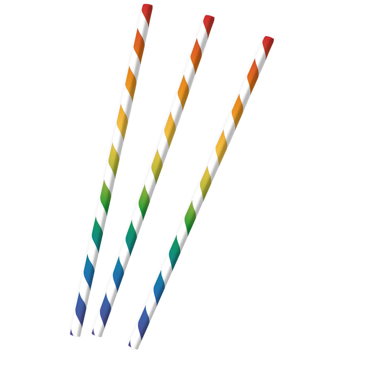 12 gestreifte Papier Strohhalme Regenbogen